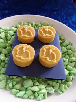 Teelicht Motiv Ostern  Küken/Hasen, Teelicht aus reinem Bienenwachs