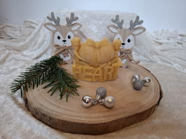 Bienenwachskerze mit Mann und Frau und Herz mit Heart, aus reinem Bienenwachs direkt aus dem Bienenstock