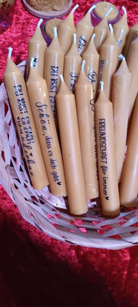 Tafelkerze mit Spruch